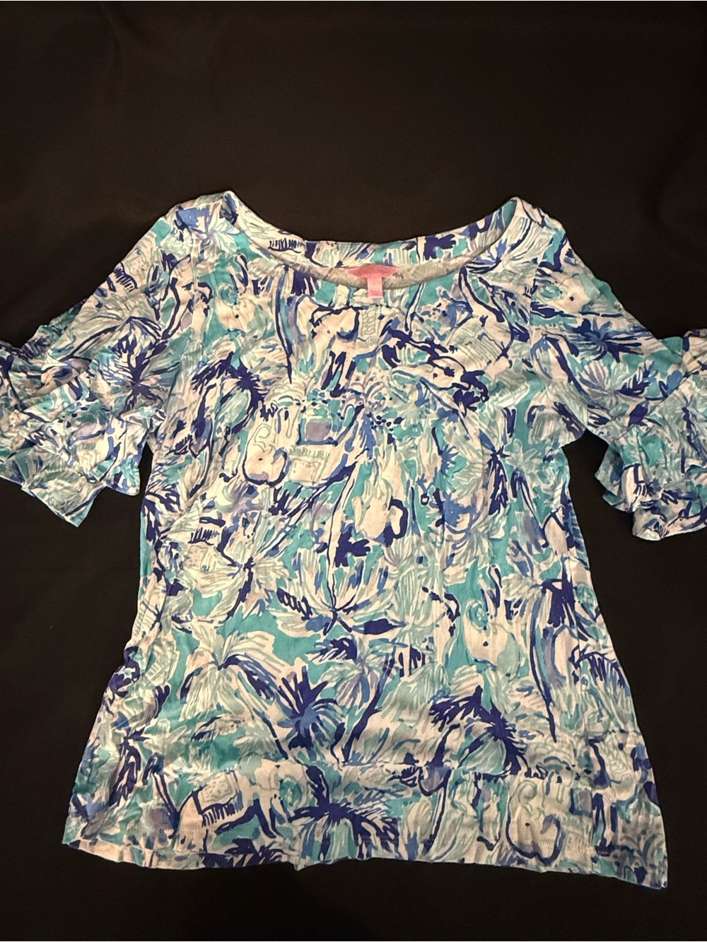 Lilly Pulitzer Blue & White Floral Cold-Shoulder Top